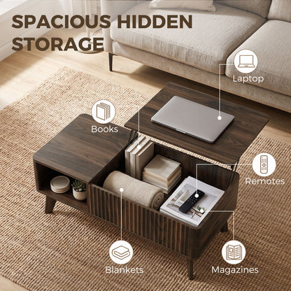 102 cm Fluted Lift Top Coffee Table