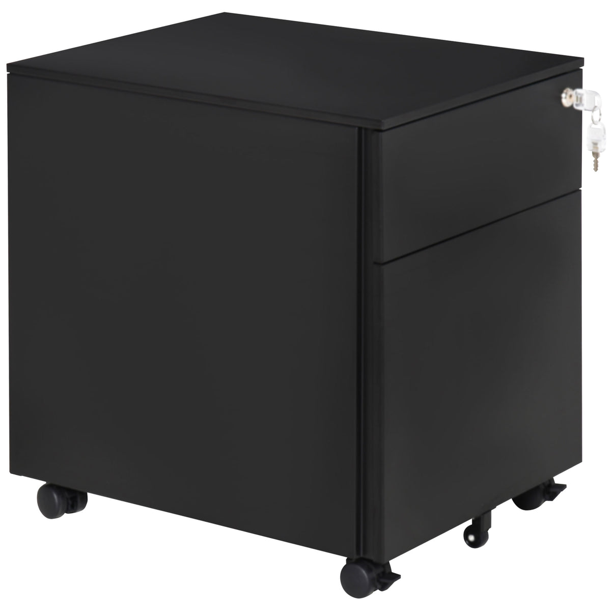 Lockable mobile steel office filing cabinet