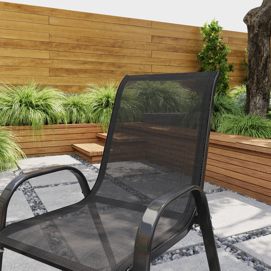 Stackable Outdoor Dining Chairs High Back Breathable Mesh