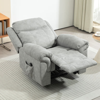 Manual Recliner Chair with Vibration Massage and Side Pockets
