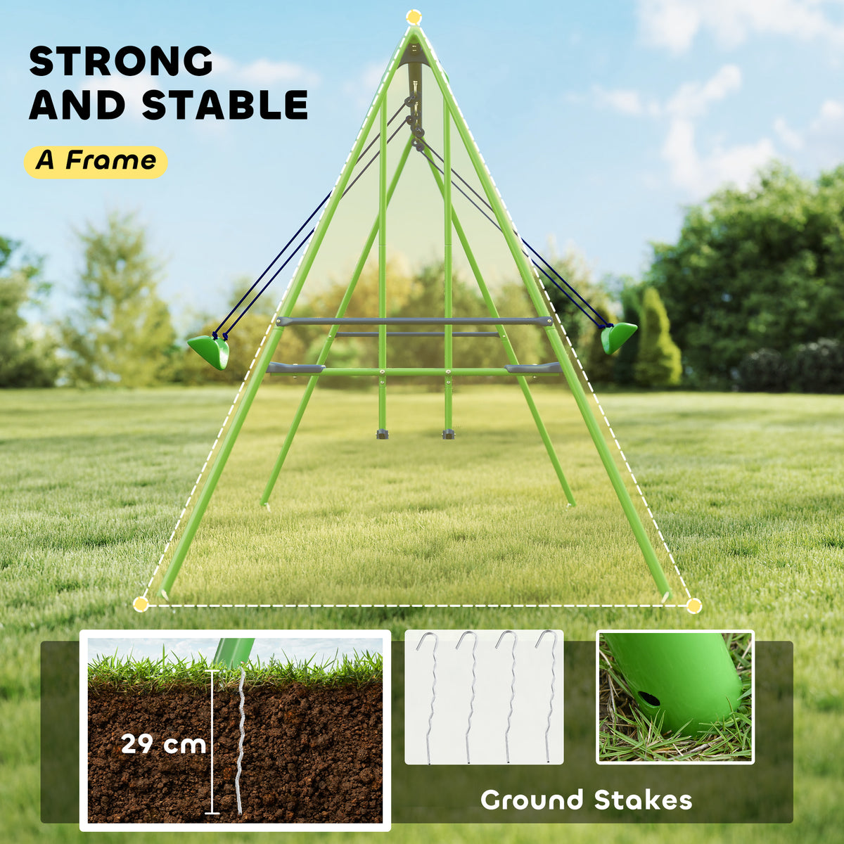 3-in-1 Kids Metal Swing Set with Glider