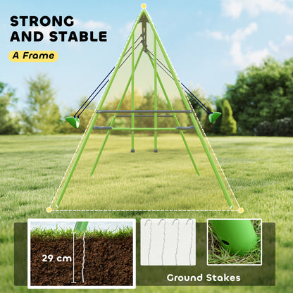 3-in-1 Kids Metal Swing Set with Glider