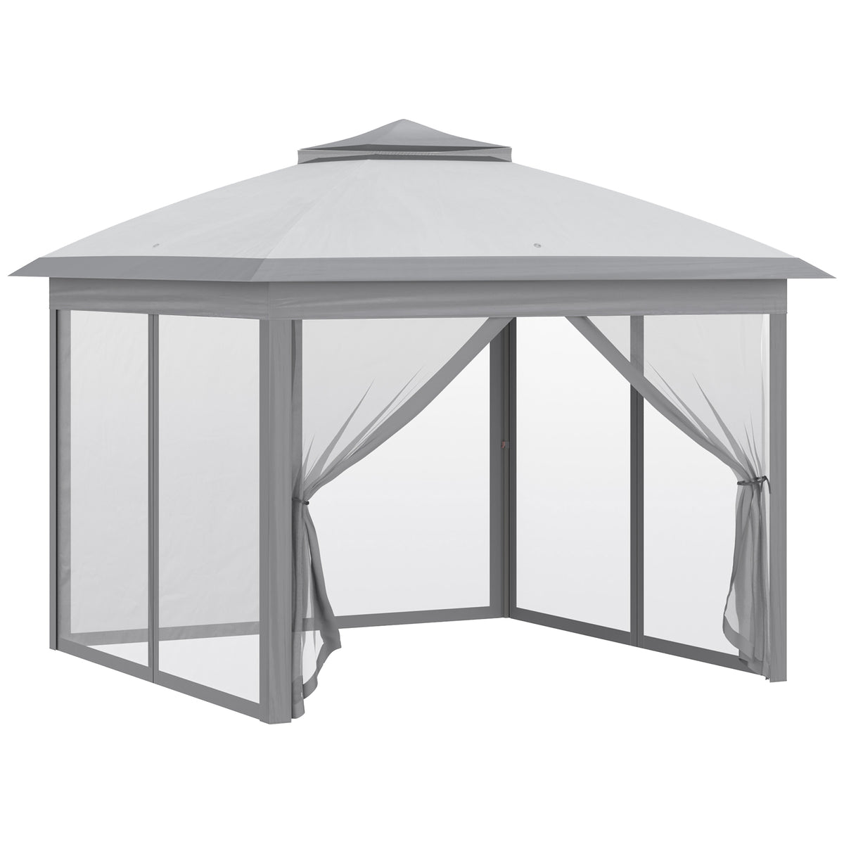 Double Roof Pop-Up Gazebo with Mesh Sidewalls 11 ft x 11 ft