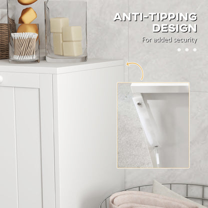 Modern tilt-out laundry hamper cabinet with two compartments