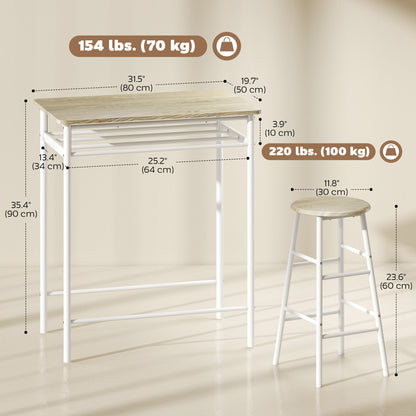 Conjunto de mostrador de 3 piezas con mesa y taburetes