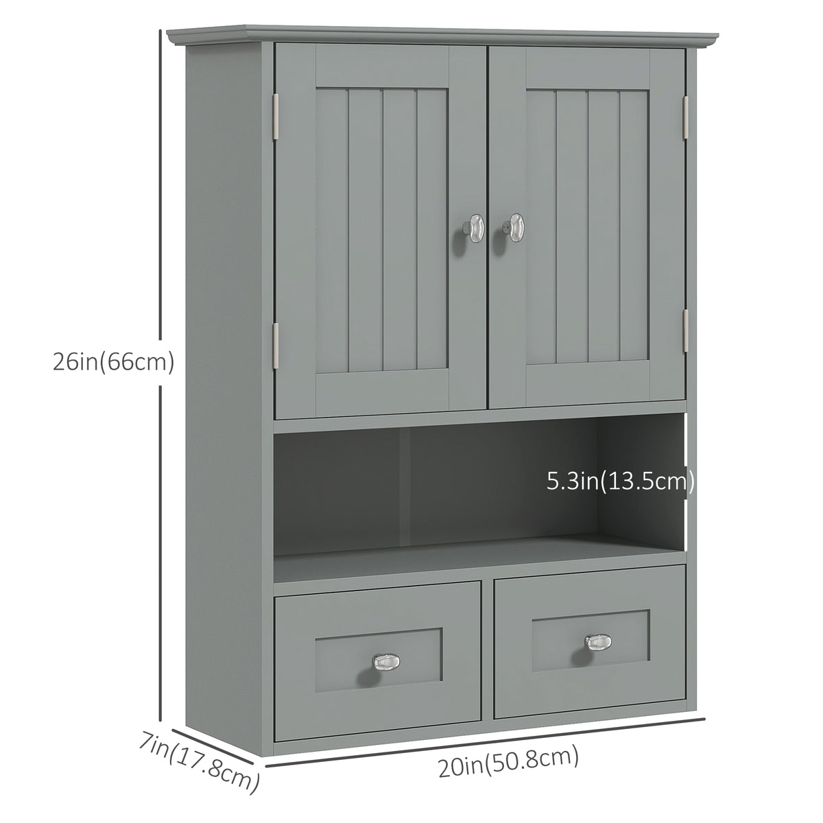 Wall Cabinet Bathroom with Drawers and Open Shelf