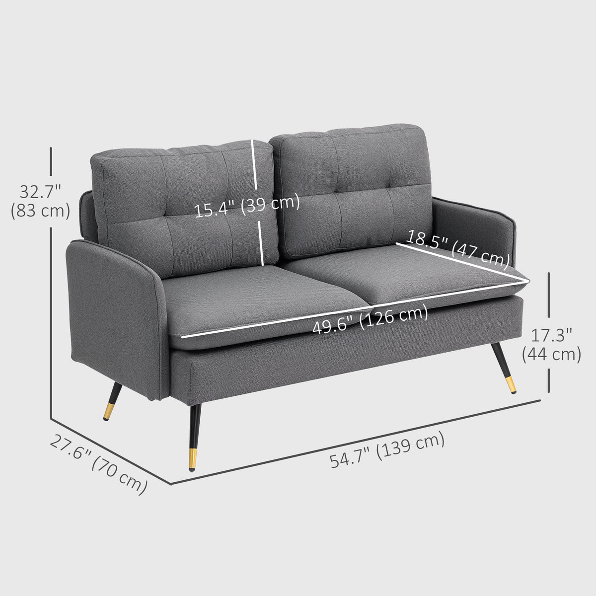 Loveseat Sofa Button Tufted Linen S Spring