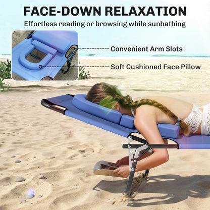 Tumbona plegable con orificio facial ajustable
