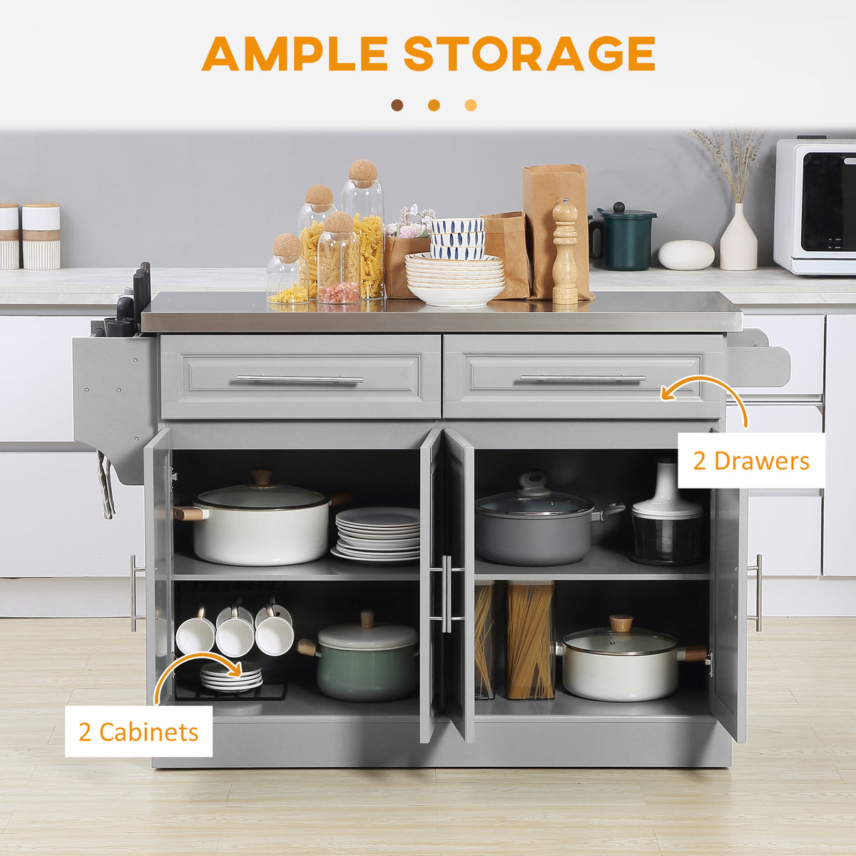 Stainless Steel Kitchen Island with Storage