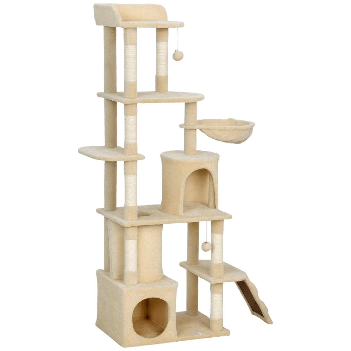 Large multi-level cat tree scratching posts tunnel