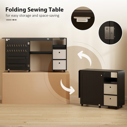 Rolling Sewing Machine Table with Power Outlet