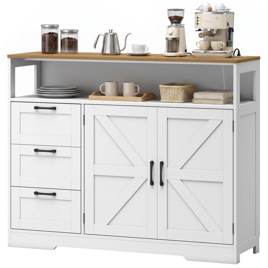 Farmhouse sideboard buffet cabinet with charging station