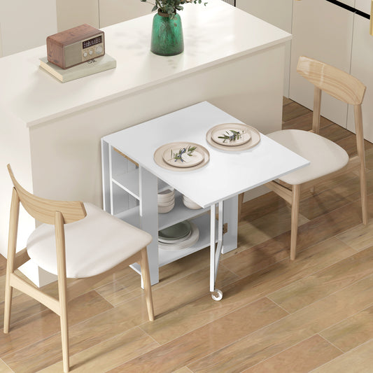 Folding Dining Table with Storage and Drop Leaves