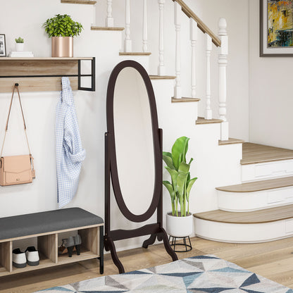 Full Length Oval Floor Standing Mirror Adjustable Angle