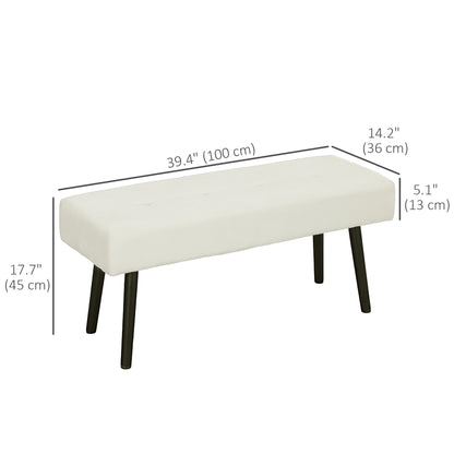 Tufted Corduroy Upholstered Bench with Steel Legs