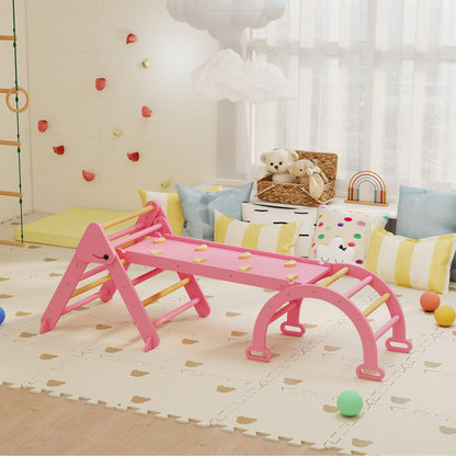 7-in-1 Foldable Wooden Pikler Triangle Set
