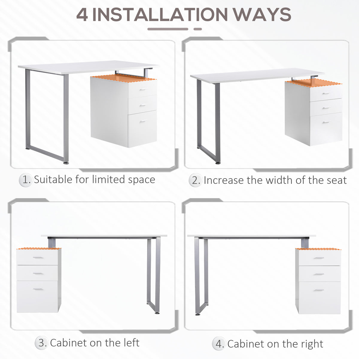 Computer Desk Removable Drawers 47 inches