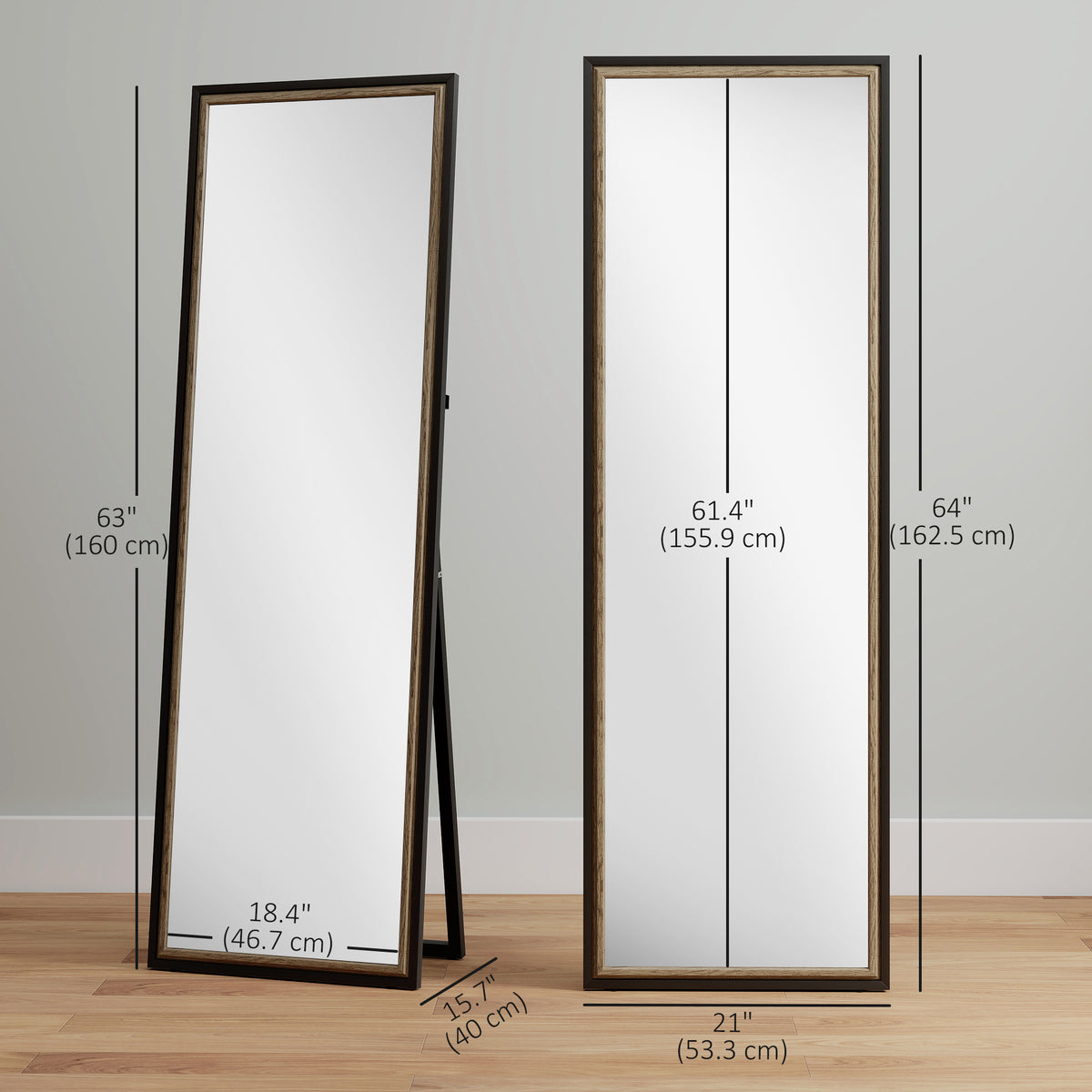 Dual-Tone Rectangle Standing Full Length Mirror