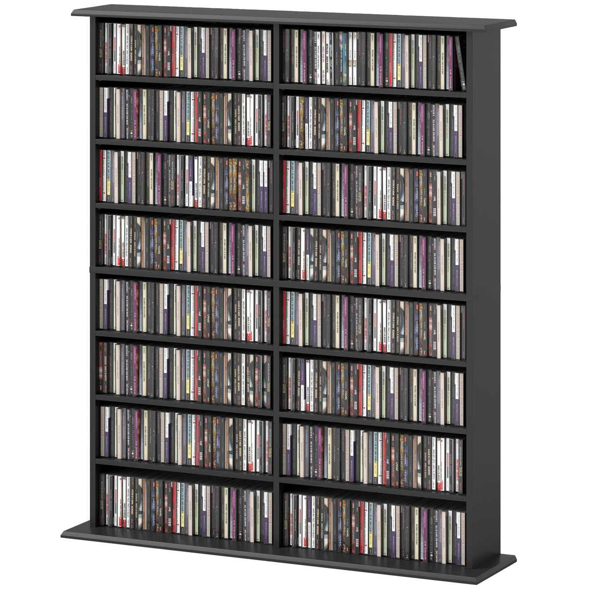 Biblioteca multimedia de 8 niveles y 16 compartimentos ajustables