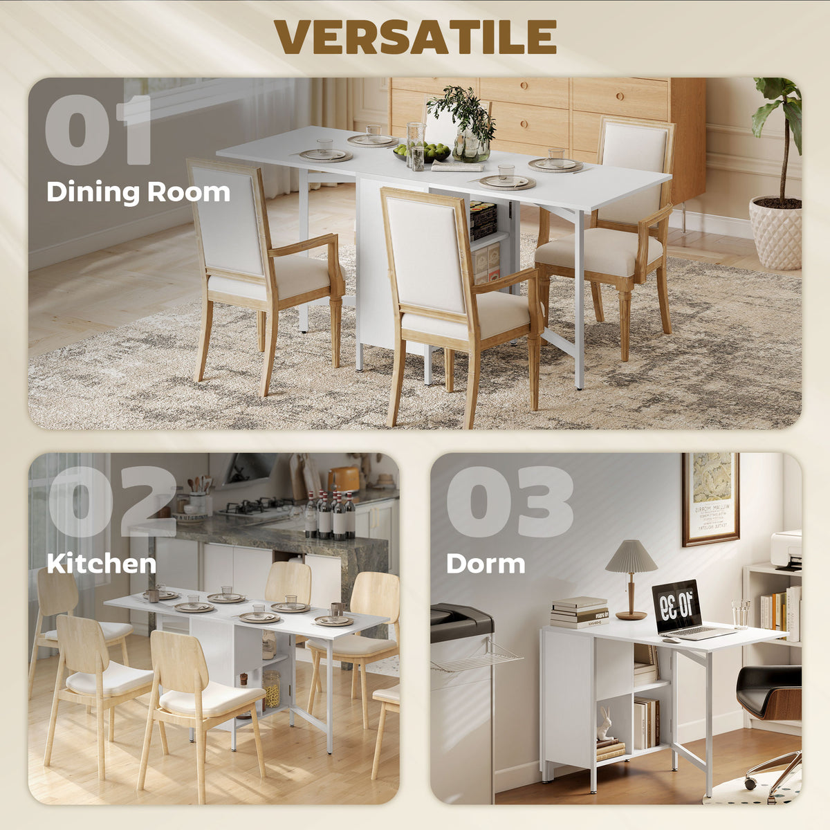 Folding drop leaf dining table