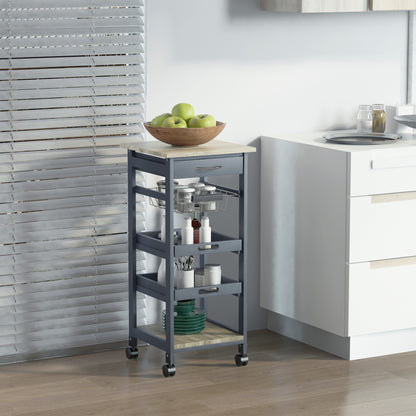 Rolling Kitchen Island Cart with Drawer and Baskets