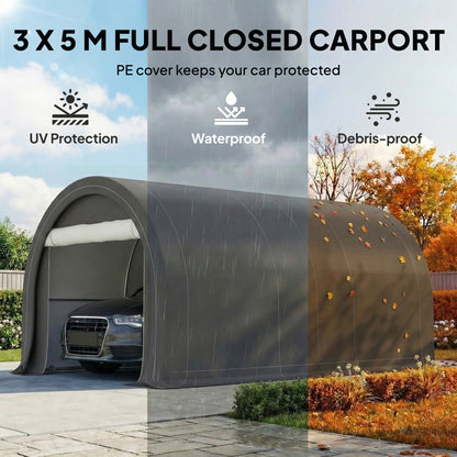 Portable Carport Tent 10 x 16 ft with Zippered Door