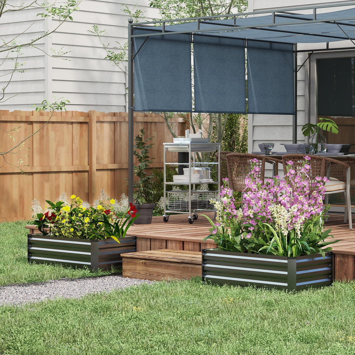 Galvanized Raised Garden Beds Set of 2 Outdoor