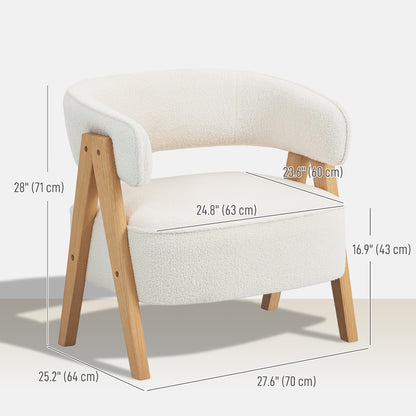 Sillón decorativo de forro sherpa con patas de madera nórdicas