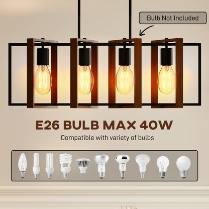 Farmhouse Linear Pendant Light 4 Rotatable Frames