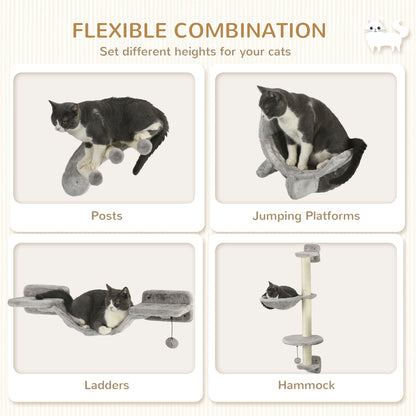 Cat wall climbing shelf set with scratching post — Set of 4