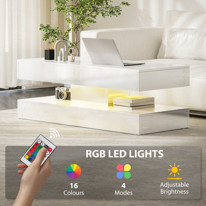 Coffee Table with Adjustable RGB LED Lighting