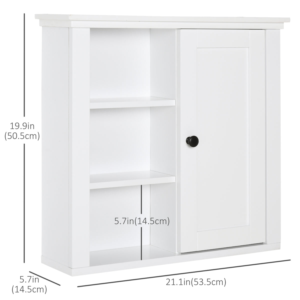 Armario de pared para baño con estantes