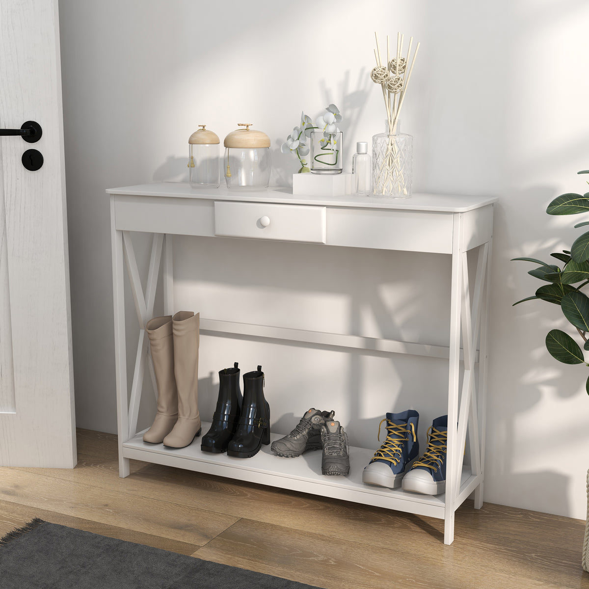 Console table X-design with drawer 99 cm