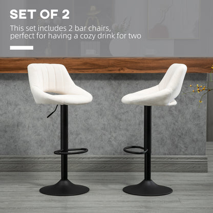 Swivel Adjustable Bar Stools Linen Upholstered — Set of 2