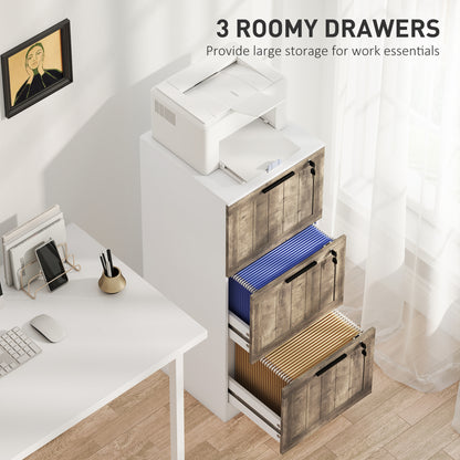 3-Drawer Farmhouse Filing Cabinet with Lock