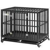 Heavy duty steel dog crate 104 cm with wheels