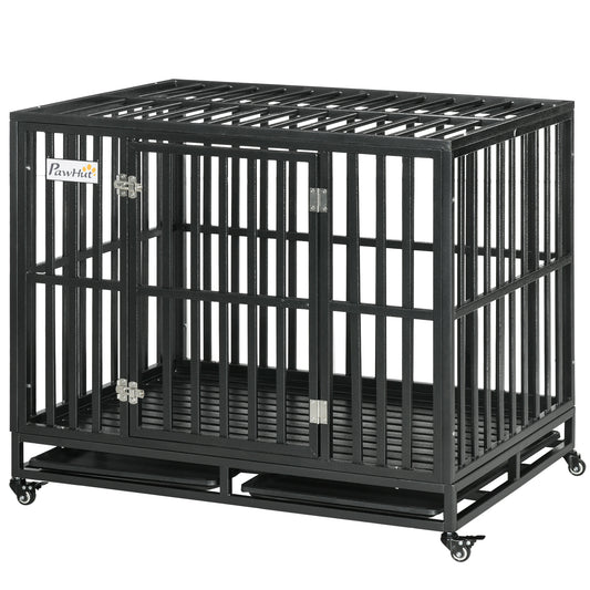 Heavy duty steel dog crate 104 cm with wheels
