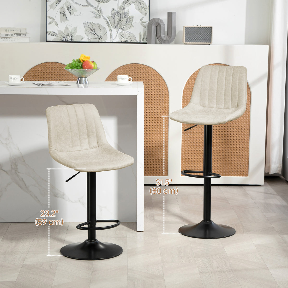 Counter Height Bar Stools Adjustable Swivel Set of 2