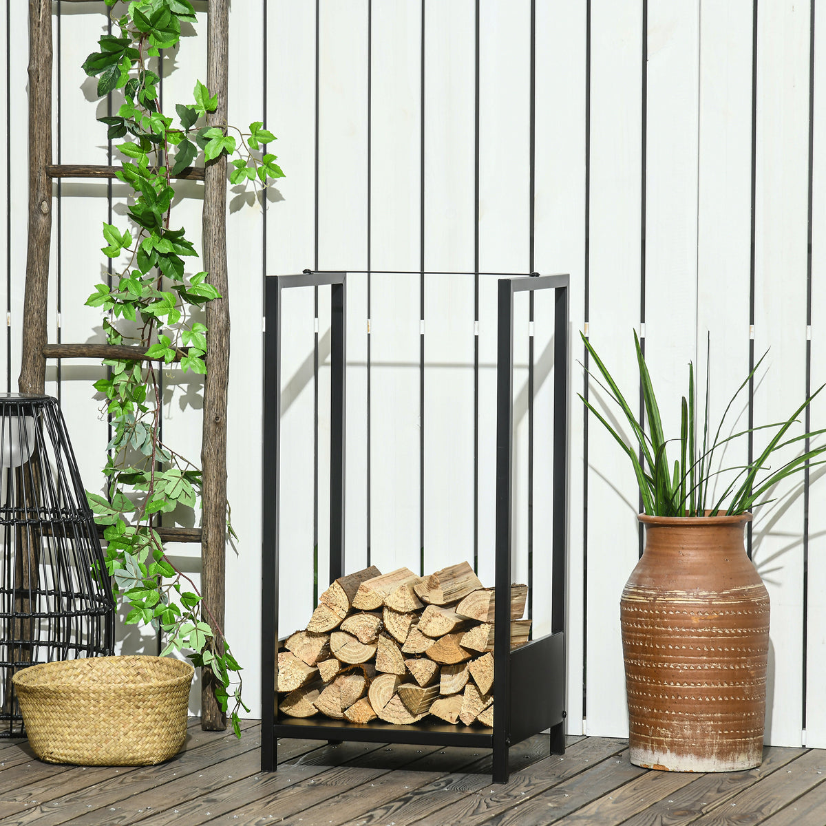 Steel Firewood Storage Rack 39 x 35 x 76 cm