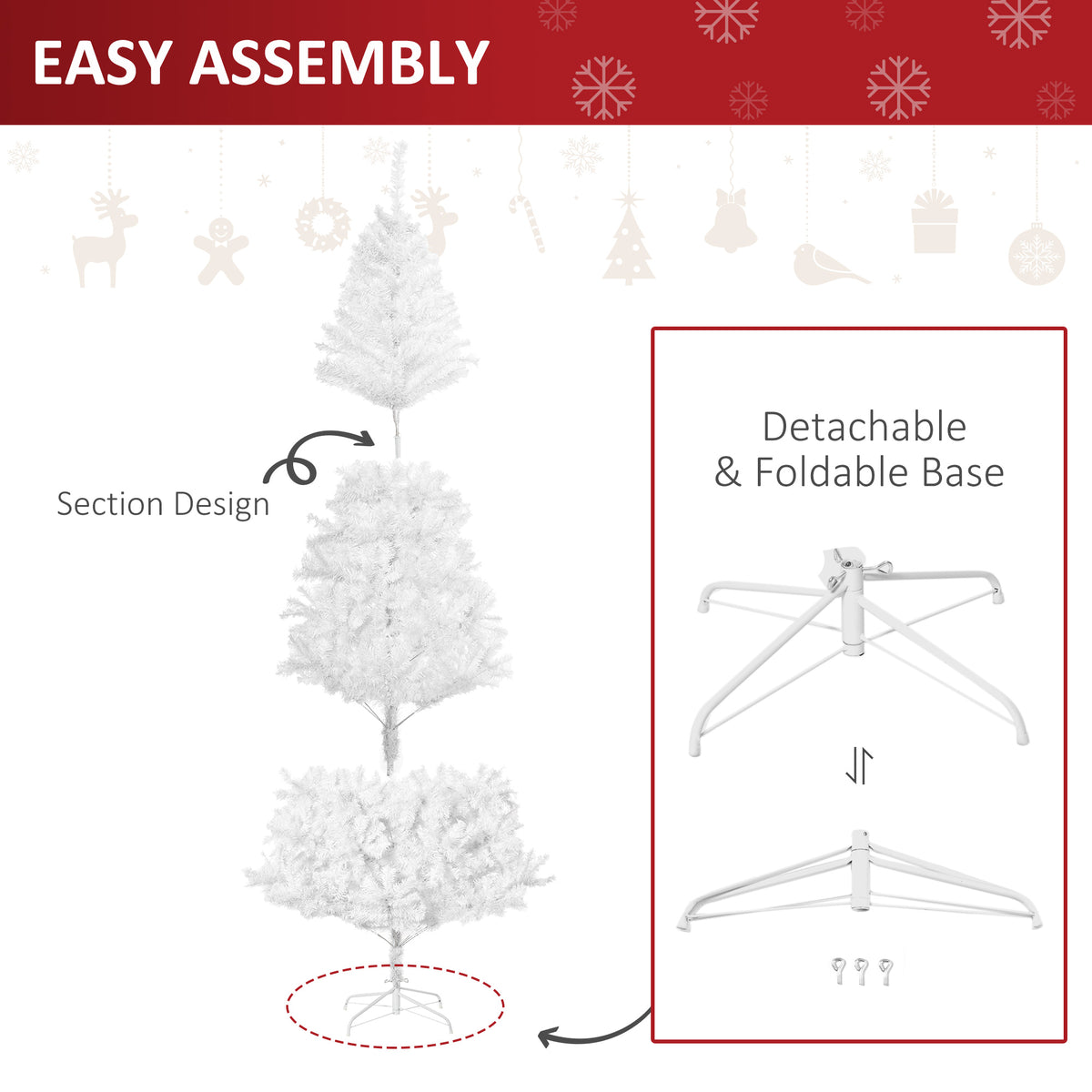 Pino de Navidad artificial de 1230 ramas con pie metálico