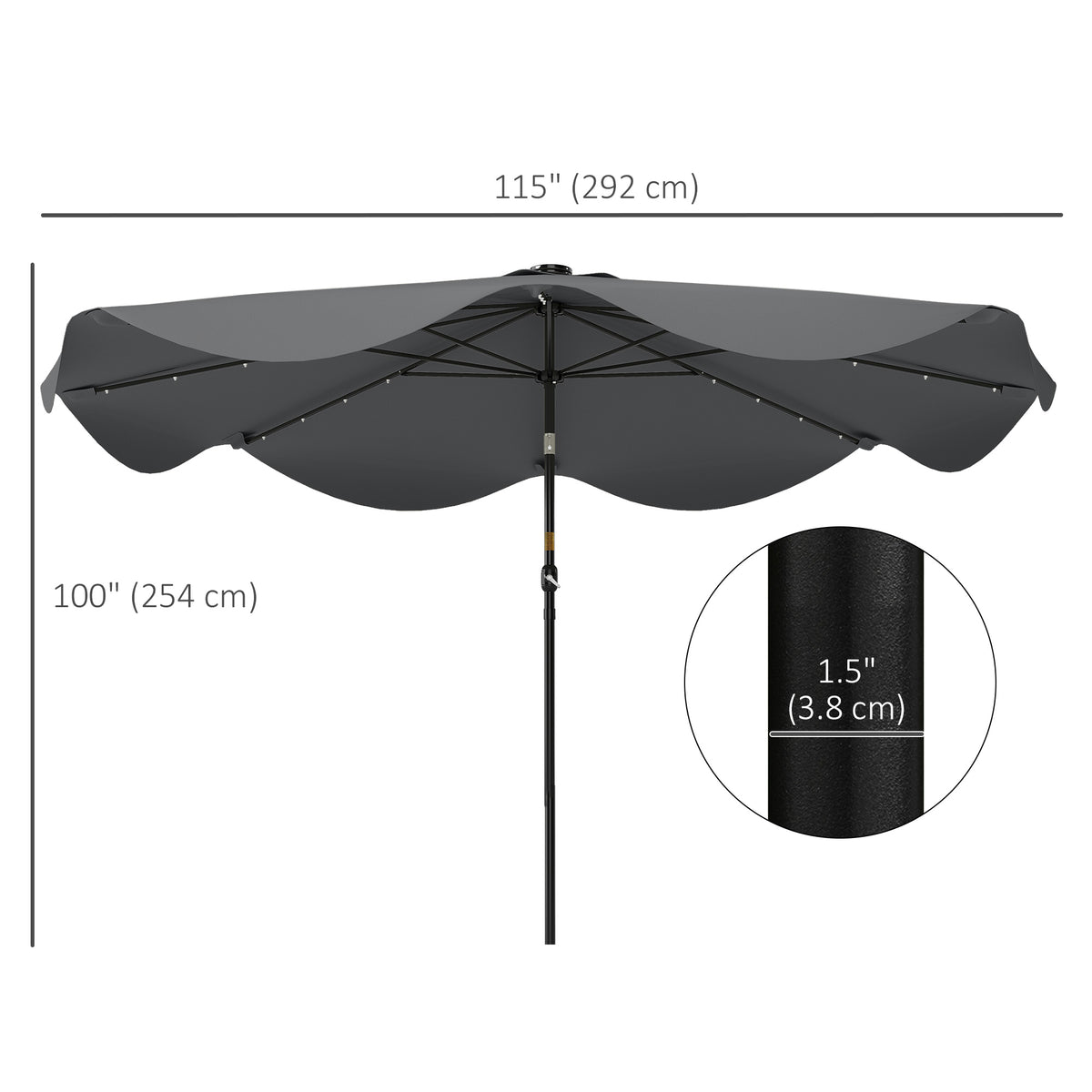 Solar LED Tilting Patio Umbrella 10 x 10 ft