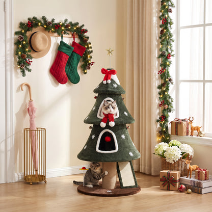 Árbol de Navidad para gatos con múltiples niveles y postes