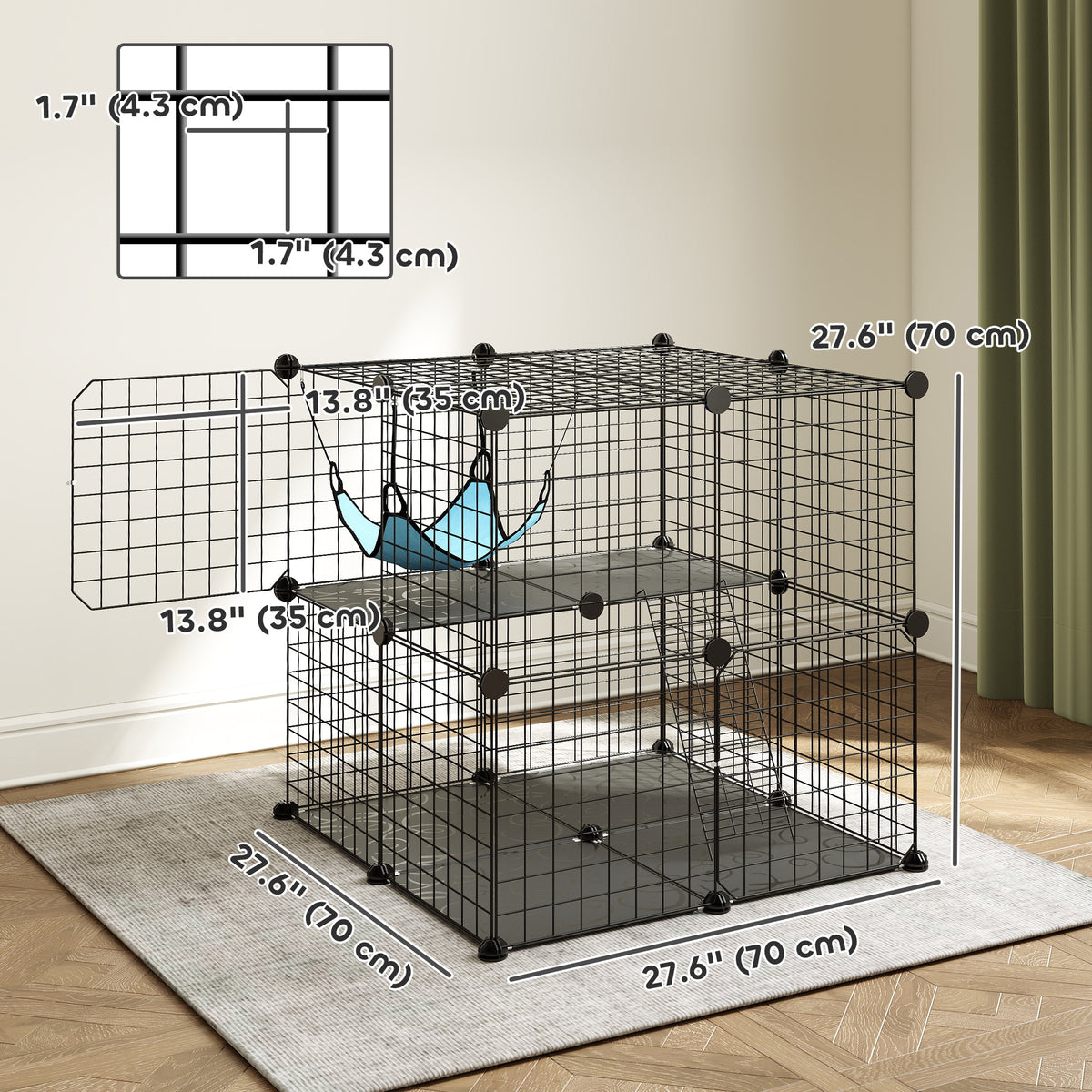 2-Tier Modular Cat Cage Enclosure