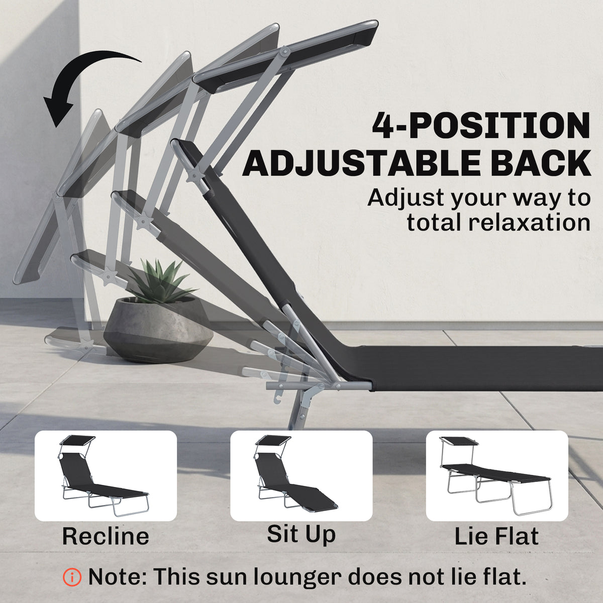 Folding Lounge Chair with Adjustable Sun Shade