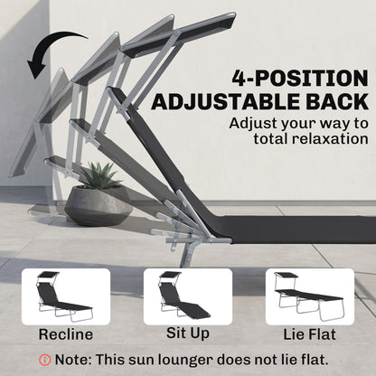 Folding Lounge Chair with Adjustable Sun Shade