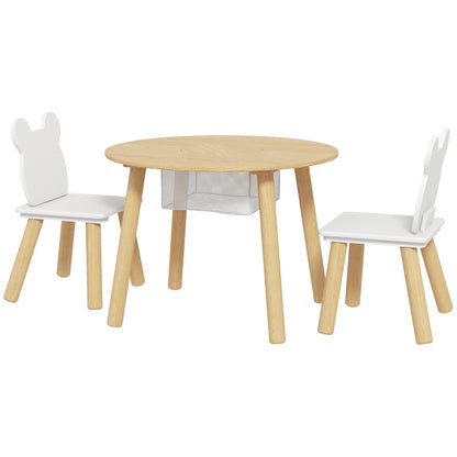 Kids table and chairs set with bear motifs — Set of 3