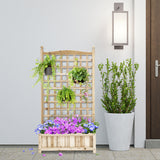 Jardinera elevada con celosía de madera natural