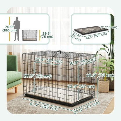 Folding Metal Dog Crate with Cushion