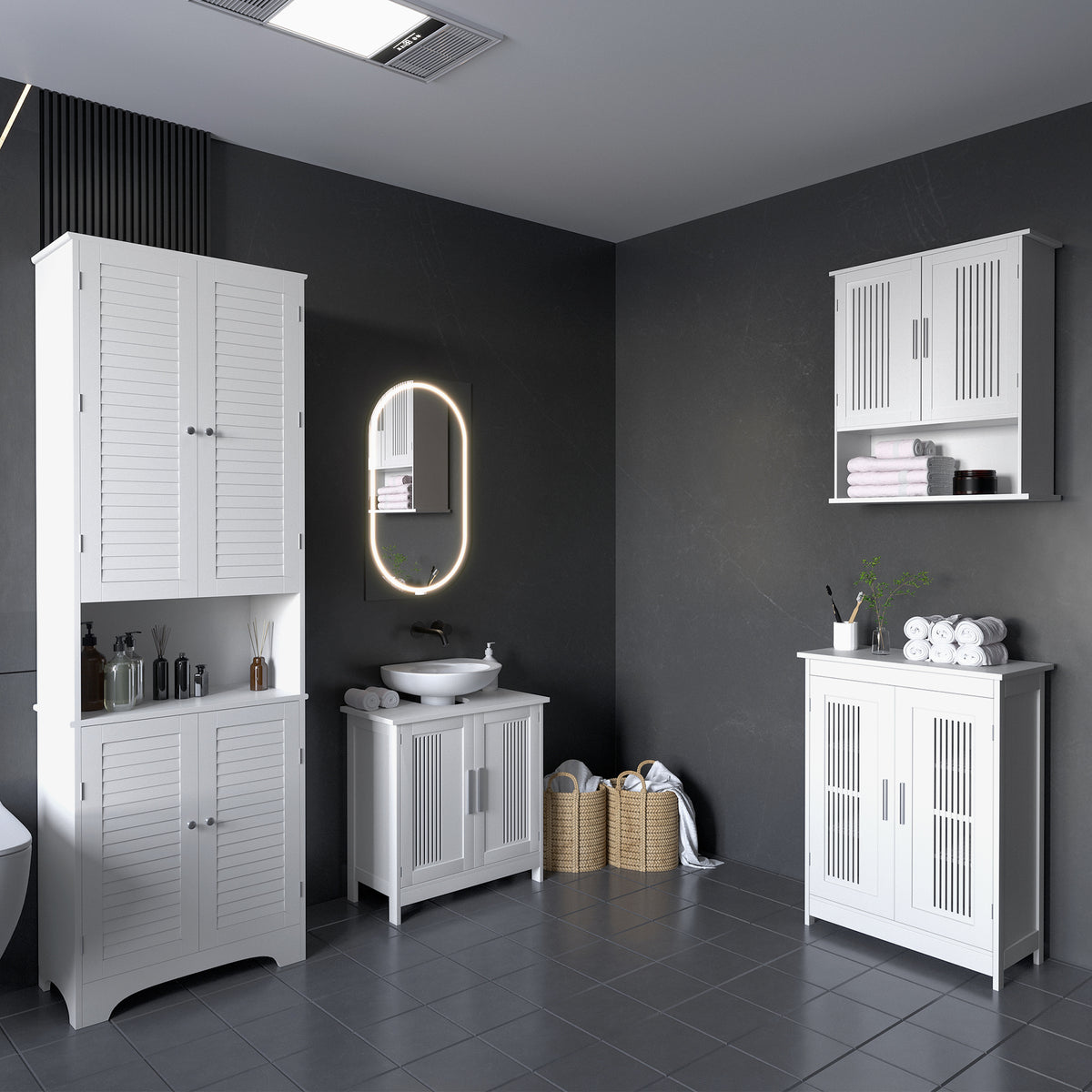 Tall narrow bathroom storage cabinet