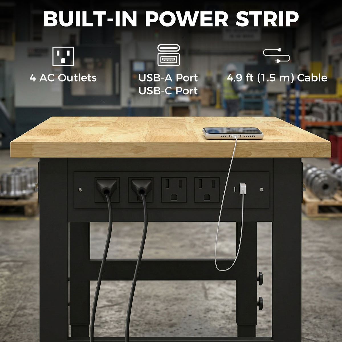 Heavy-Duty Adjustable Workbench 60 in — 2000 lbs Capacity